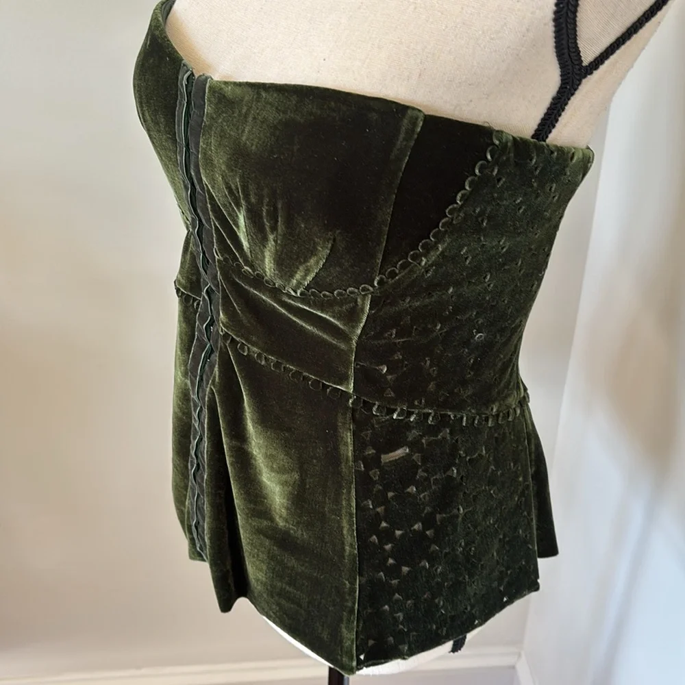 Byron Lars Dark Green Velvet Top - Picture 8 of 10